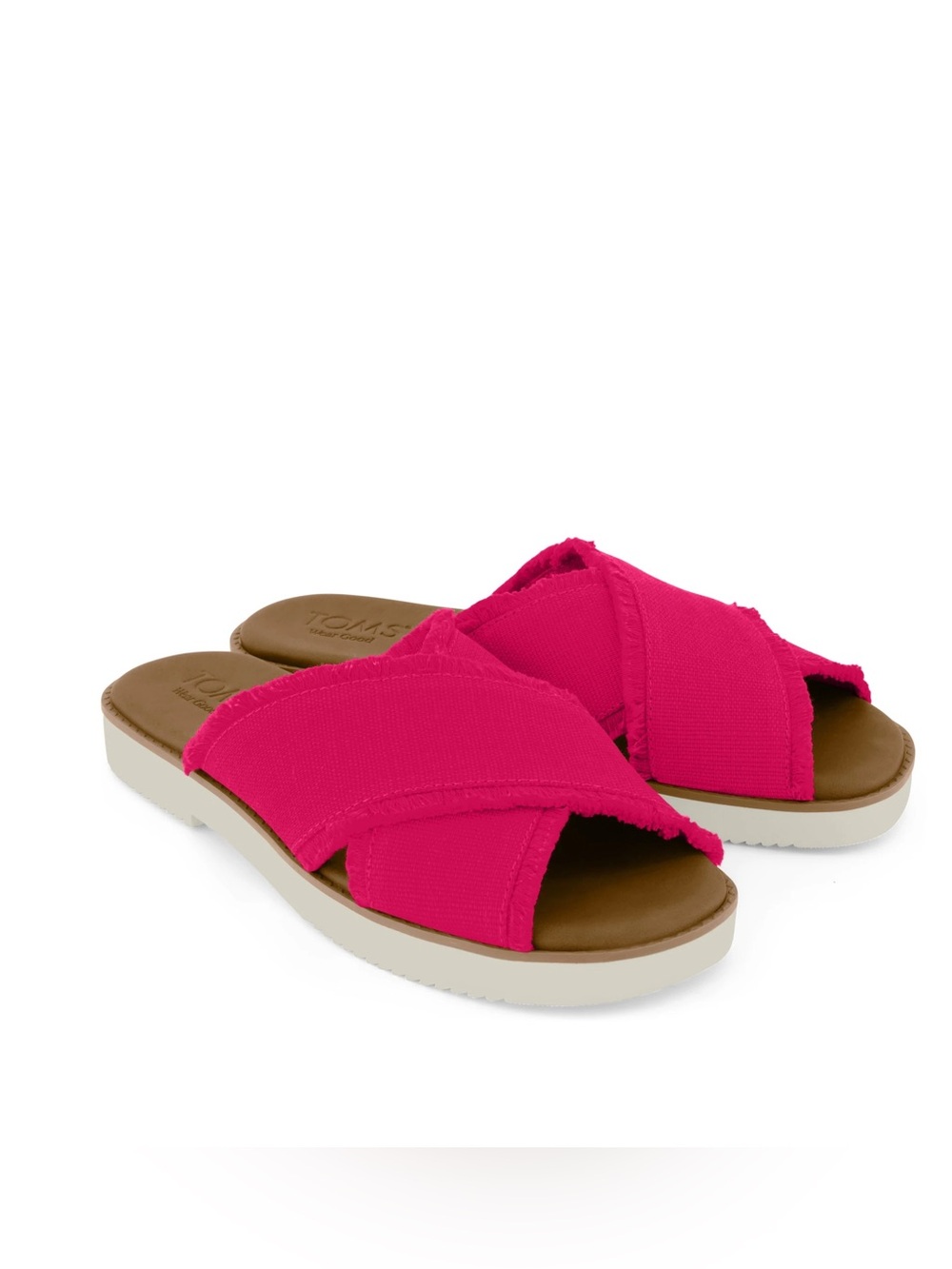 Toms Hot Pink Crisscross Slide Sandals